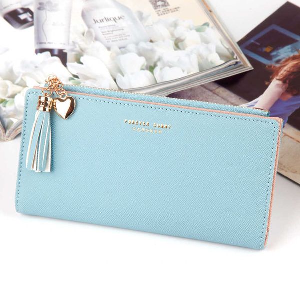

long wallet women's multi card button hand bag tassel chain mobile phone bag wallet