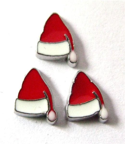 

new design fc327 floating locket charms 10pcs christmas santa hat for floating living locket as gift wholes 4696509, Blue;slivery