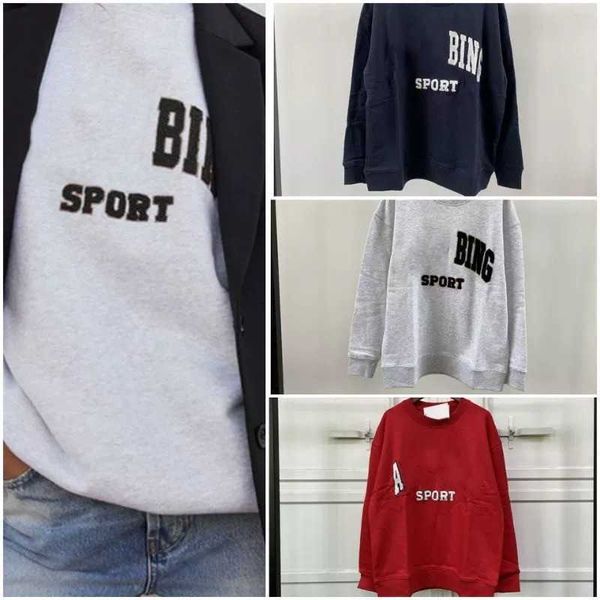 

new designer sweatshirt fashion pullover letter classic hand embroidered loose red bings cotton fleece hoodie sweater trendy casual, Black