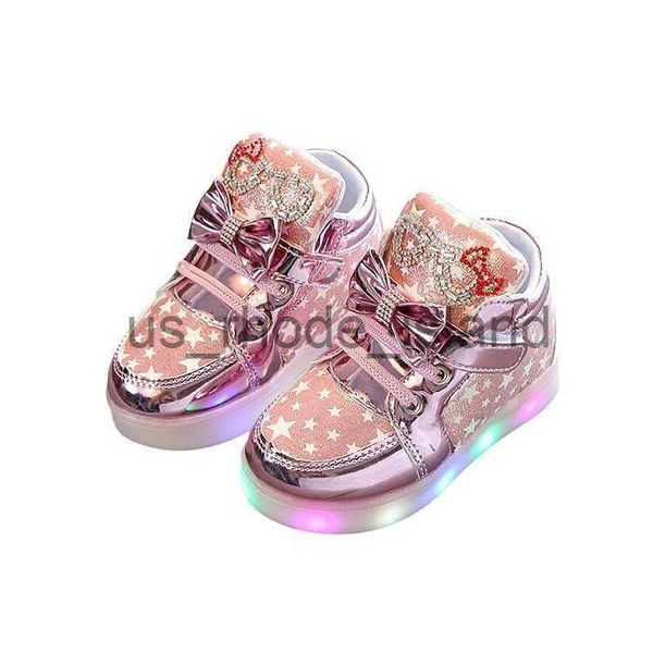 

athletic outdoor first walkers korean version new breathable hook and loop flashing lights luminous baby kids boots for toddler girl sneaker, Black