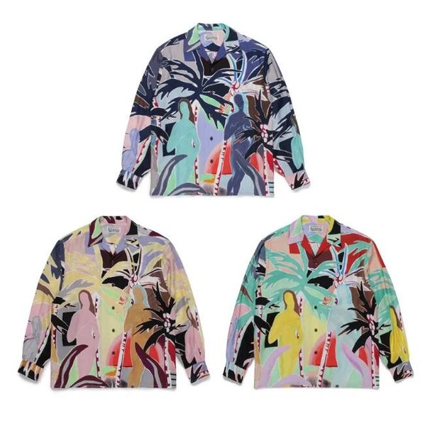 

hawaiian long sleeve shirt men women shirts 23ss, White;black