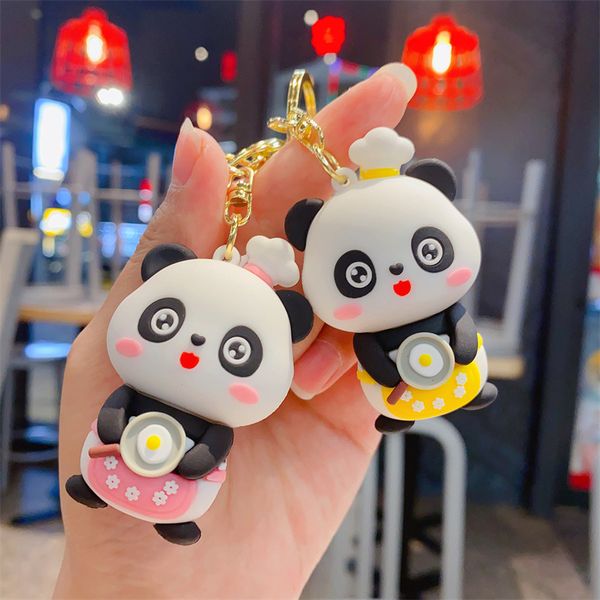 

fashion blogger designer jewelry creative, cute, stupid and cute silicone panda keychain mobile phone keychains lanyards keyrings wholesale, Slivery;golden