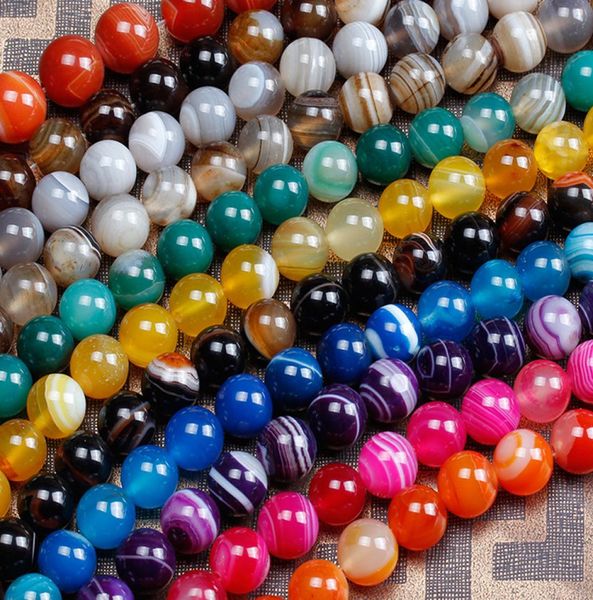

8mm natural color stripe agate beads round stone beads for jewelry making diy bracelet necklace onyx bead2736730, Black