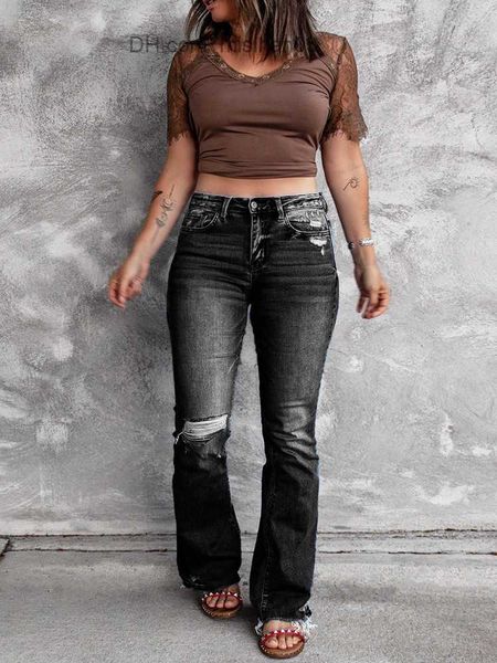 

women's jeans spring 2022 new high waist retro cardigan boots suitable for women's street leisure stretch ultra-thin denim flared, Blue