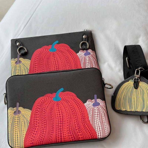 

three in one messenger bag men clutch shoulder cross body bags pumpkin pattern classic letter print removable shoulder strap designer handba