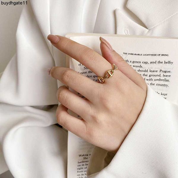 

fashion accessories netizen pig nose hollow ring with adjustable inset style titanium steel, Silver