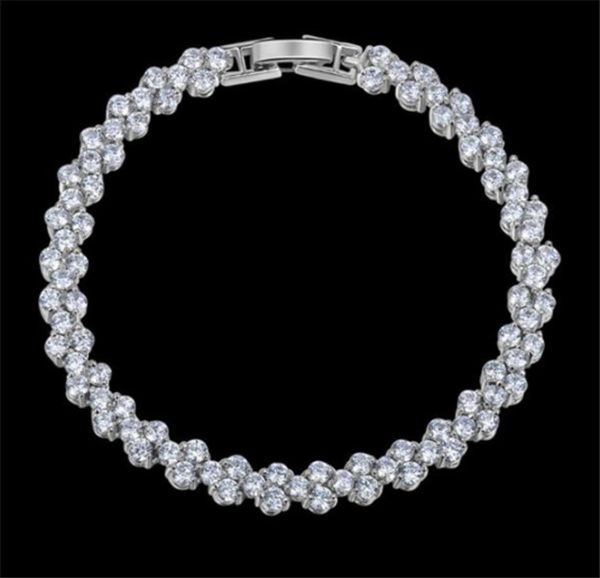 

luxury shining crystal bracelets genuine 925 sterling silver charms bracelet diamond roman tennis link bracelet jewelry a366145247, Black