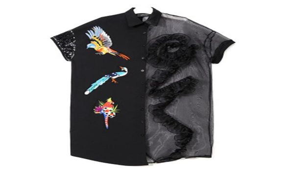 

women summer plus size black organza shirt dress half sleeve floral patches lady casual midi party club dress vestidos4346899, Black;gray
