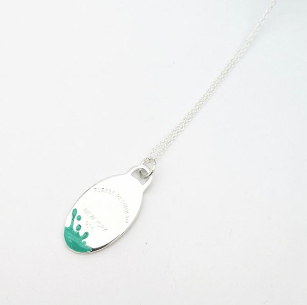 

new ladies sterling silver classic cyan pink eggshaped splash splash enamel silver necklace jewelry couple holiday gift lj2010093391909