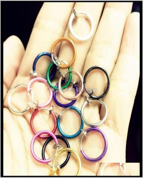 

rings studs delivery 2021 fake nose hoop ring ear septum lip navel earrings body non piercing black jewelry drop ps2865 b3ylk6514930, Silver