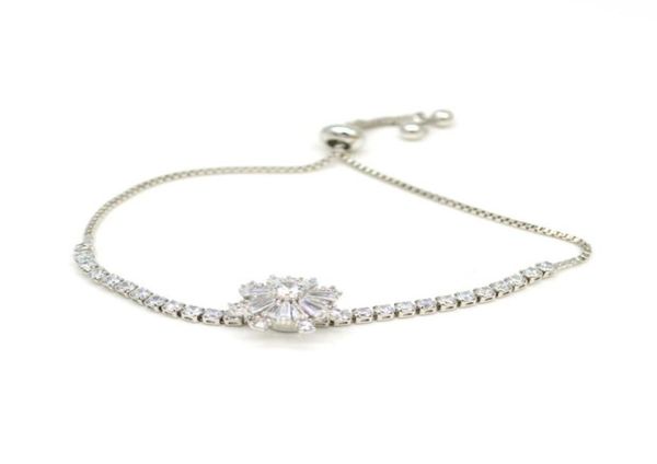 

luxury crystal bracelets tennis genuine silver plated charms with zircon diamond roman bracelet 307143, Golden;silver