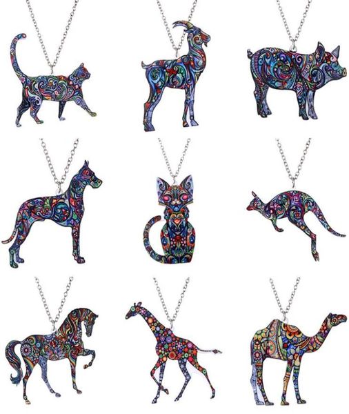 

acrylic animal necklace vintage retro lovely kitty giraffes 10 animals heat transfer printing pendant necklace jewelry for 9176896, Silver
