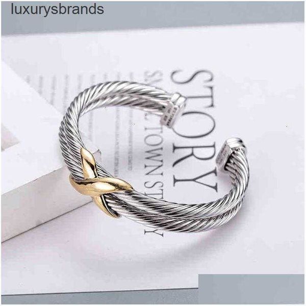 

bangle bracelets men dy x bracelet sliver gold double twisted jewelrys wire cross women fashion trend platinum plated color ring ope dhme8, Black