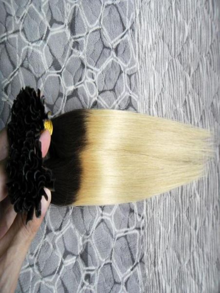 

t1b613 100g blonde fusion hair extensions ombre indian remy human hair pre bonded utip 100s 4b 4c ombre human hair9198236, Black
