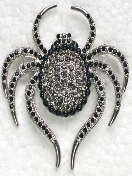 

whole fashion brooch rhinestone spider halloween gift pin brooches in 6 colors c1012916497245, Gray