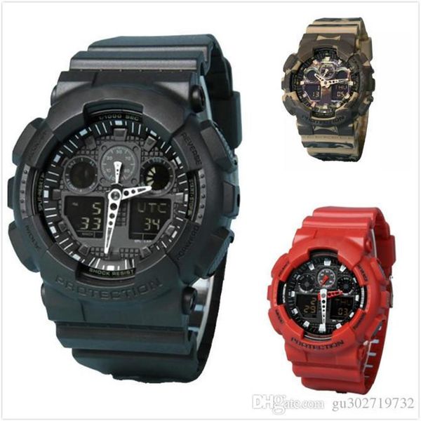 

original shock watches mens sport wr200ar g watch army military shocking waterproof watch all pointer work digital wristwatch 10 c260y, Slivery;brown
