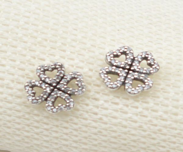 

edell authentic 100% 925 sterling silver earrings luxury jewelry love cz diamond clover love shaped hollow brand ear cuff4657053, Golden;silver