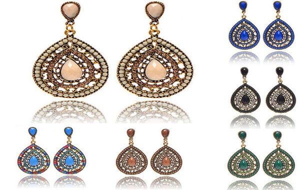

bohemia water drop dangle earrings for women ladies europe vintage gemstone beaded earring party jewelry accessories3181048, Silver