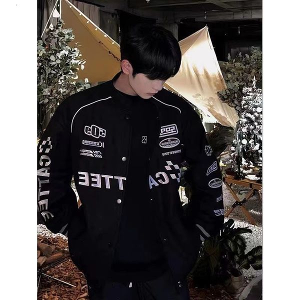 

men's jackets autumn and winter leisure loose hip-hop jacket y2k high arcade car embroidered men and women baseball uniforms jacket 230, Black;brown