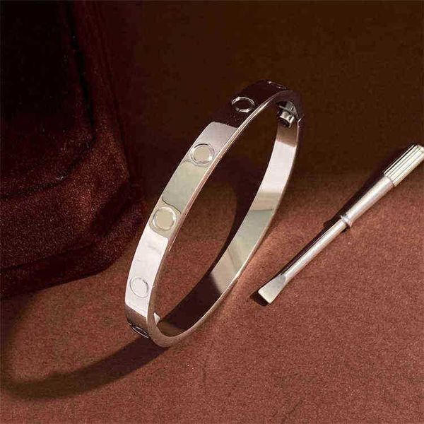 

designer bracelets women lovers bracelet silver gold bangles men luxury jewelry titanium steel couple simple fashion no bolt driver nail scr, Black