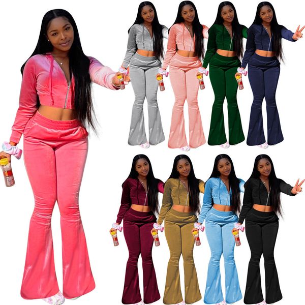 

2023 european and american fashion new women's tracksuits korean fleece hooded wide leg pants sportswear casual set, Gray