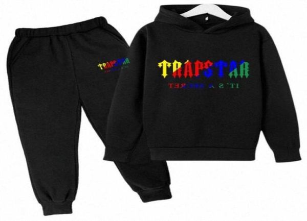 

tracksuit trapstar brand kids designer clothes sets baby printed sweatshirt multicolors warm two pieces set hoodie coat pants clot7368545, White