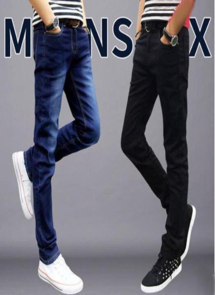 

2 pieces a set men039s casual stretch skinny jeans trousers tight pants solid colors loose fit denim trousers torn ripped denim2386095, Blue