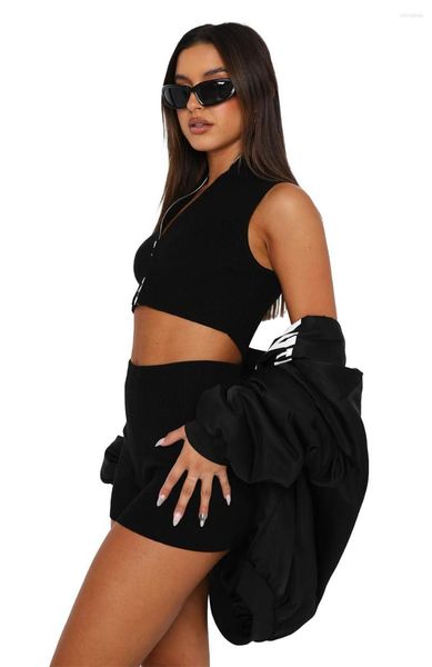 

women's tracksuits 5sets bulk items wholesale 2 piece sets summer outfits for women 2023 fashion zipper sleeveless shorts set y2k x1172, Gray