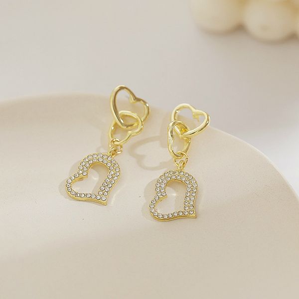 

stud korean earrings fashion jewelry peach heart temperament brincos statement for women wholesale 230714, Golden;silver