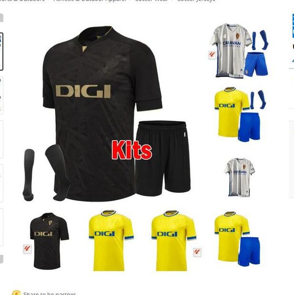 

2023 2024 cadiz fc soccer jerseys real zaragoza negredo camisetas de futbol lozano alex bodiger juan camiseta 23 24 men kids t.bongonda sobr, Black;yellow