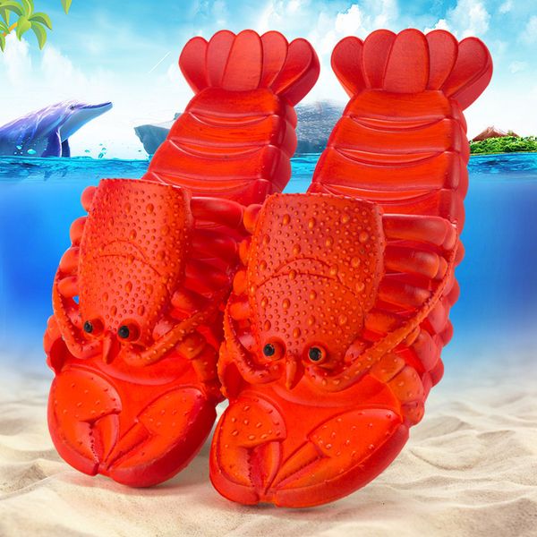 

slippers summer lobster slippers women funny animal flip flops cute beach casual shoes big size soft beach slippers 230713, Black