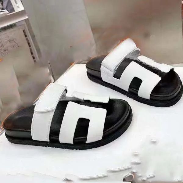 

woman slipper designer shoe superior quality genuine leather fashion casual shoes sandy flip flops size 35-41 with box hov, Black