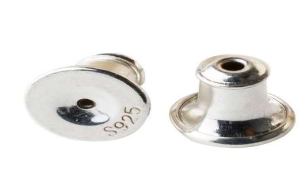 

solid 925 sterling silver earnut silicon friction earring back sers bullet insert to pearl beads 1pair9222661, White
