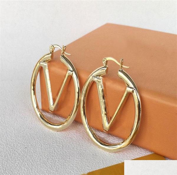 

charm 2021 women hoop good earing luxury designer jewelry stainless steel ngagement wedding party earrings for lady womens bride h1037155, Golden