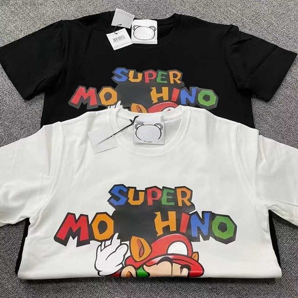 

summer short sleeve t shirt mens sweatshirt cartoon printed cotton t-shirt mosch men women casual pullover tee 4xl 5xl, White;black