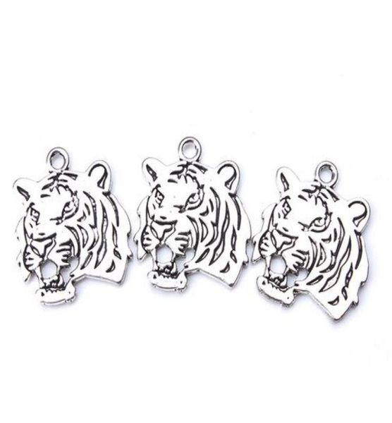 

50pcslot ancient silver alloy tiger charms pendants for diy jewelry making findings 27x24mm5601998, Bronze;silver