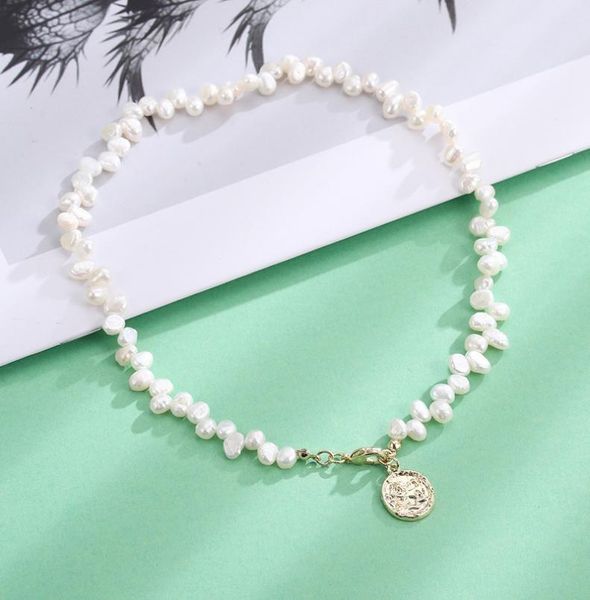 

dorado vintage natural pearl choker chain necklaces gold color metal pendants for women bohemian wedding party jewelry gift 2202123090814, Golden;silver