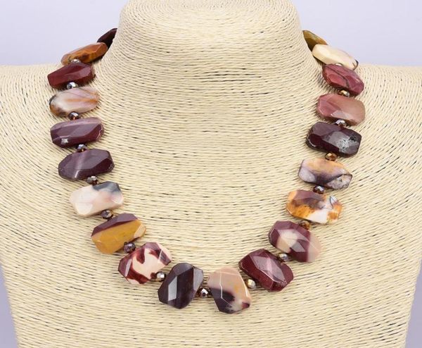 

guaiguai jewelry natural mookaite jasper stone rec necklace handmade for women real jewlery lady fashion jewellery38915038158729, Silver