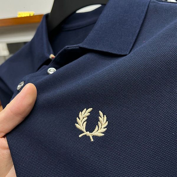 

men's polos wheat ear embroidery 100% cotton short sleeve t-shirt men's high-grade paul polo shirt men's summer casual men&#0, White;black