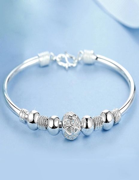 

3 style new 925 sterling silver lucky charm bracelet cuff bracelets for women bangles fashion jewelry pulseira6350427, Golden;silver