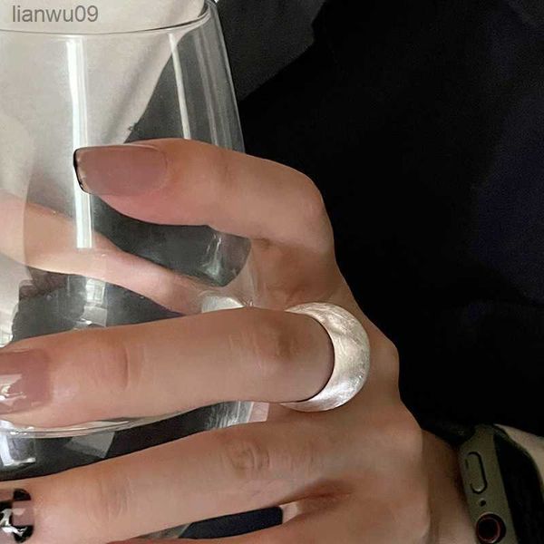 

925 sterling silver unique oval big simple ring for women jewelry finger adjustable open vintage ring for party birthday gift l230704, Golden;silver