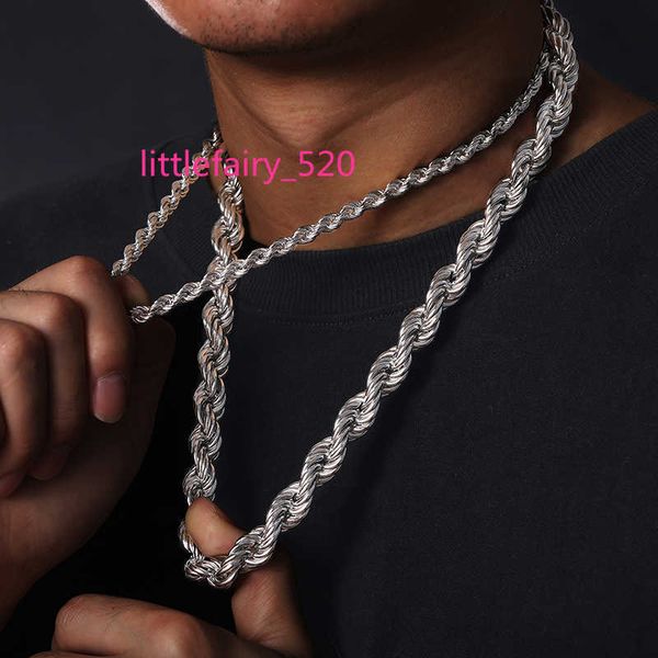 

pendant necklaces 6mm 12mm luxury 14k 18k gold plated solid 925 sterling silver vvs moissanite diamond iced out lock rope chain necklace for