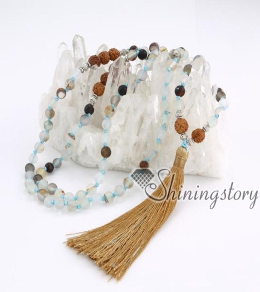 

108 mala bead necklace mantra chanting meditation beads whole malas beaded tassel necklace healing jewelry whole buddhist 5499189, Silver