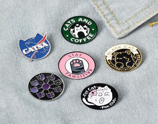

cats club enamel pin cat planet moon cafe paw badge custom kitten brooches lapel pins jeans shirt bag cute animal jewelry gift7892837, Gray