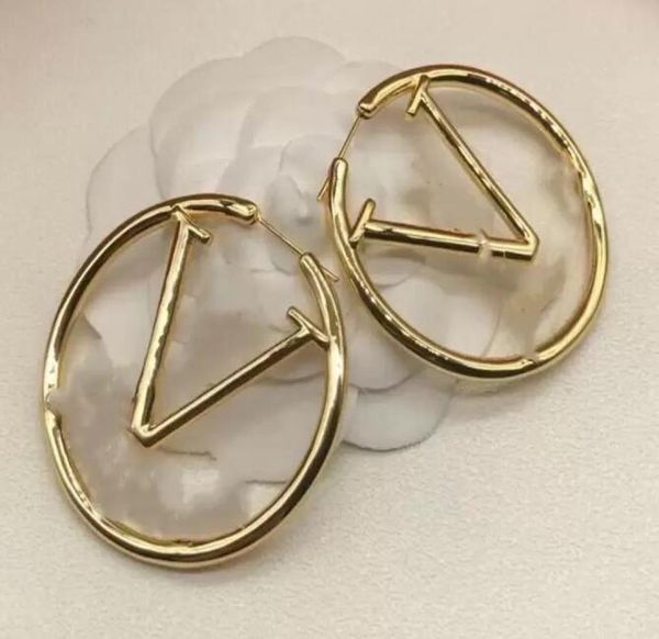 

earring designer charm fashion gold hoop earrings for lady women party wedding lovers gift engagement jewelry with box6018494, Golden