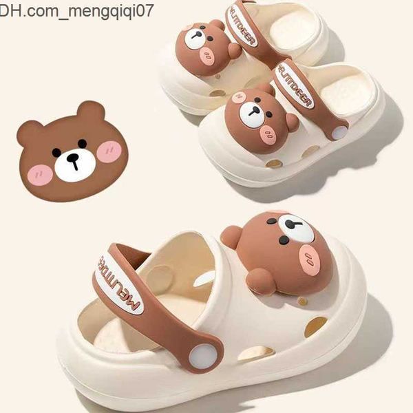 

slipper slipper summer new children' shoes cold slippers indoor non slip soft comfortable cute baby hole shoes boys and girls family, Black;grey
