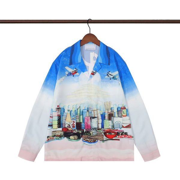 

button up shirts print casual men's and women's long sleeved shirt, White;black