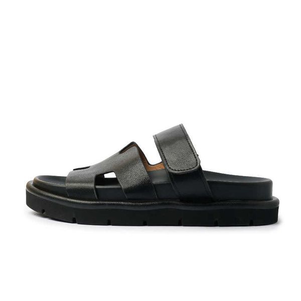 

oran luxury beach slide asigo same style designer second uncle slippers women's genuine leather velcro casual thick sole sandals wearin