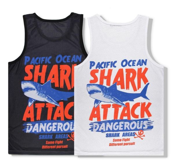 

alisister plus size 3d vest shark print men women sleeveless tank bodybuilding male fitness undershirts summer beach 7584912, White;black