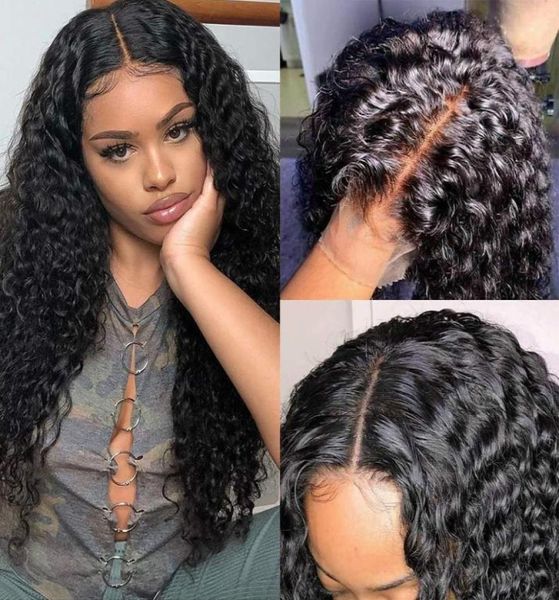 

deep wave curly 13x4 lace frontal wigs brazilian virgin human hair 360 full lace wigs for women natural color19581106398225, Black;brown